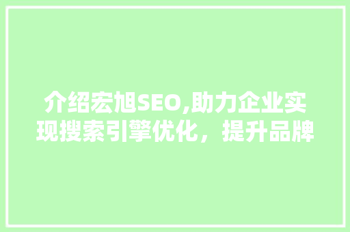 介绍宏旭SEO,助力企业实现搜索引擎优化，提升品牌影响力