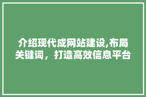 介绍现代成网站建设,布局关键词，打造高效信息平台