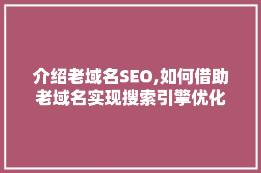 介绍老域名SEO,如何借助老域名实现搜索引擎优化