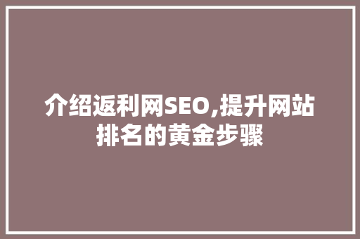 介绍返利网SEO,提升网站排名的黄金步骤