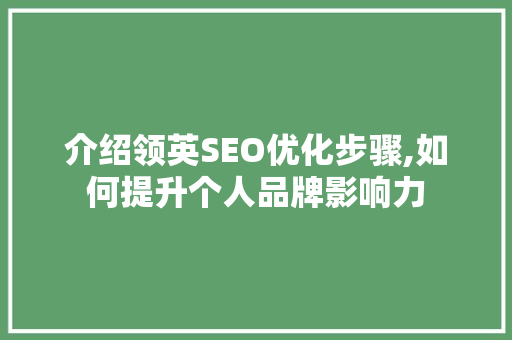 介绍领英SEO优化步骤,如何提升个人品牌影响力