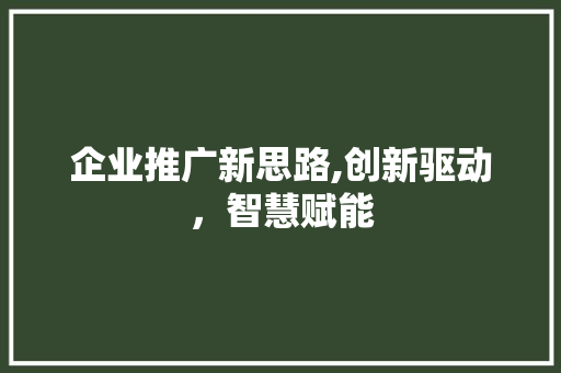 企业推广新思路,创新驱动，智慧赋能