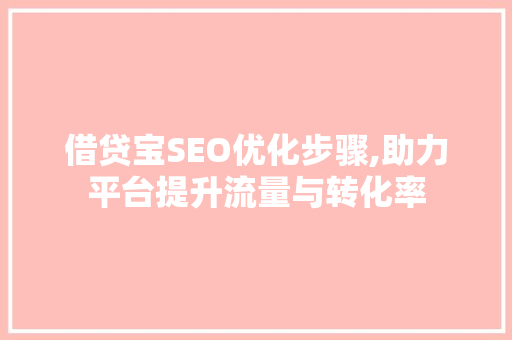 借贷宝SEO优化步骤,助力平台提升流量与转化率