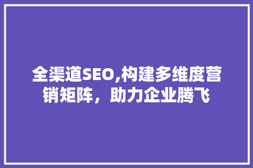 全渠道SEO,构建多维度营销矩阵，助力企业腾飞