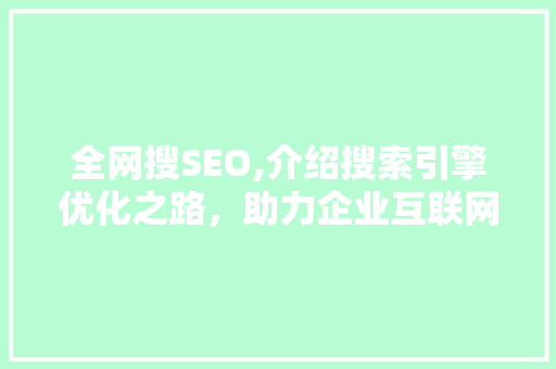 全网搜SEO,介绍搜索引擎优化之路，助力企业互联网营销