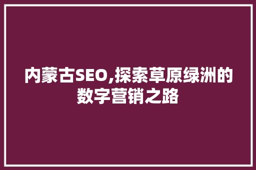 内蒙古SEO,探索草原绿洲的数字营销之路