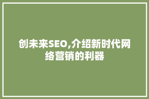 创未来SEO,介绍新时代网络营销的利器