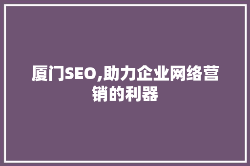 厦门SEO,助力企业网络营销的利器