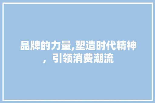 品牌的力量,塑造时代精神，引领消费潮流