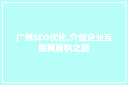 广州SEO优化,介绍企业互联网营销之路