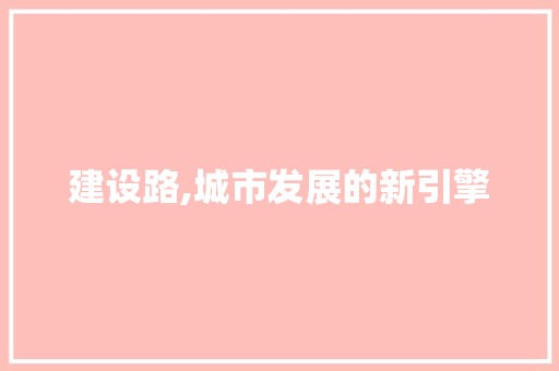 建设路,城市发展的新引擎