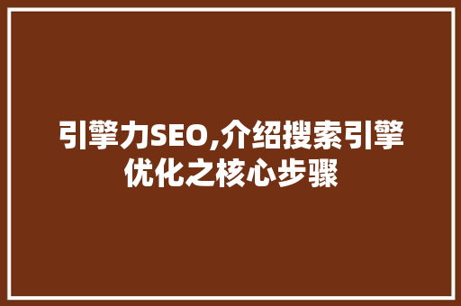 引擎力SEO,介绍搜索引擎优化之核心步骤