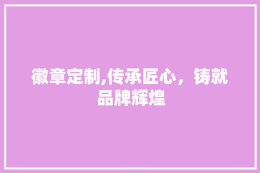 徽章定制,传承匠心，铸就品牌辉煌