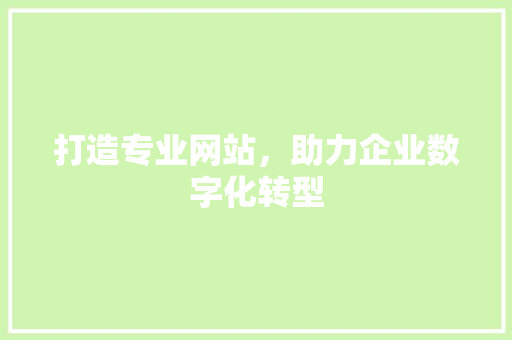 打造专业网站，助力企业数字化转型