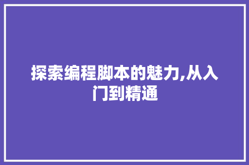 探索编程脚本的魅力,从入门到精通