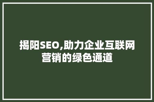 揭阳SEO,助力企业互联网营销的绿色通道