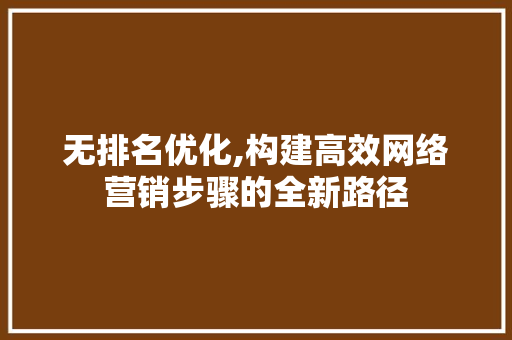无排名优化,构建高效网络营销步骤的全新路径