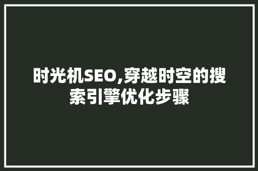 时光机SEO,穿越时空的搜索引擎优化步骤