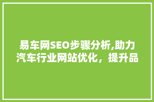 易车网SEO步骤分析,助力汽车行业网站优化，提升品牌影响力