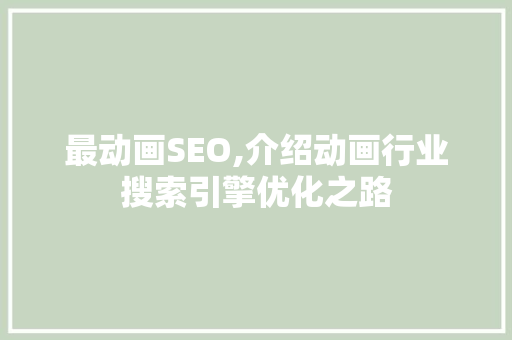 最动画SEO,介绍动画行业搜索引擎优化之路