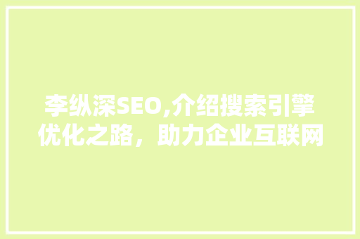 李纵深SEO,介绍搜索引擎优化之路，助力企业互联网营销腾飞