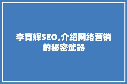 李育辉SEO,介绍网络营销的秘密武器