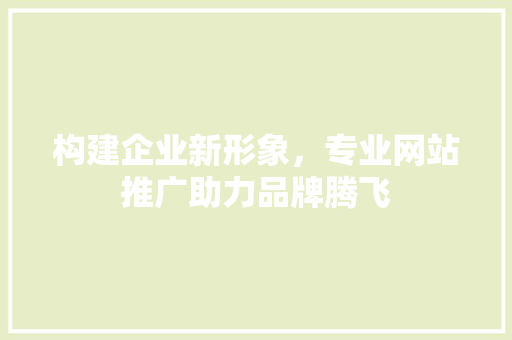 构建企业新形象，专业网站推广助力品牌腾飞