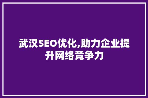 武汉SEO优化,助力企业提升网络竞争力