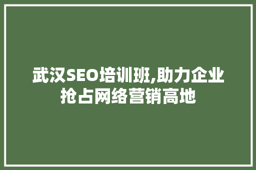 武汉SEO培训班,助力企业抢占网络营销高地