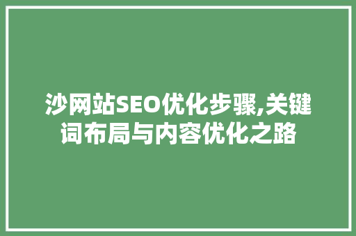 沙网站SEO优化步骤,关键词布局与内容优化之路