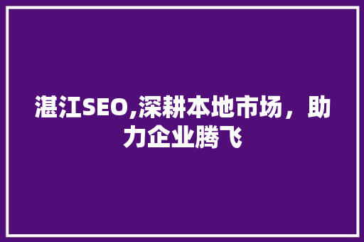 湛江SEO,深耕本地市场，助力企业腾飞