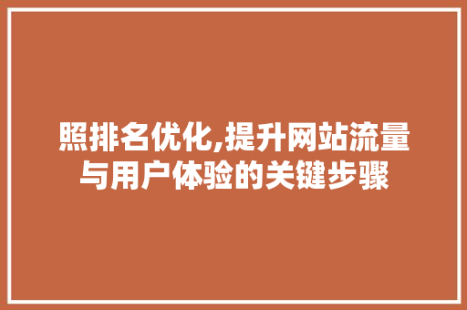 照排名优化,提升网站流量与用户体验的关键步骤