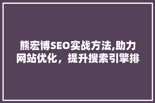 熊宏博SEO实战方法,助力网站优化，提升搜索引擎排名