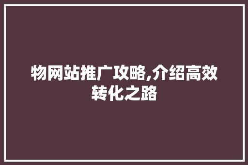 物网站推广攻略,介绍高效转化之路