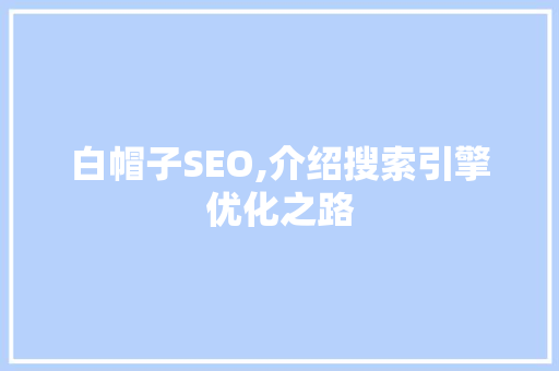白帽子SEO,介绍搜索引擎优化之路