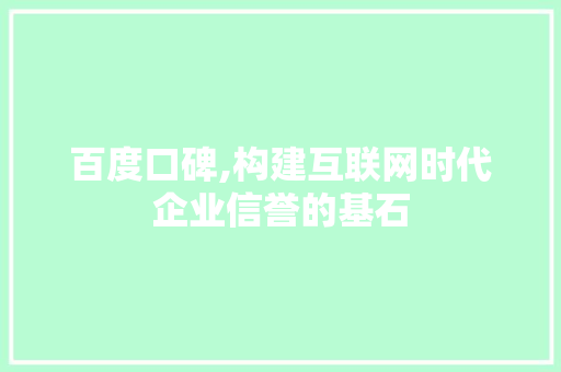 百度口碑,构建互联网时代企业信誉的基石