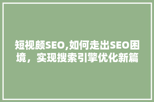 短视颇SEO,如何走出SEO困境，实现搜索引擎优化新篇章