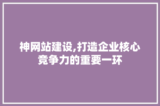 神网站建设,打造企业核心竞争力的重要一环