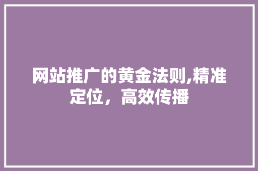 网站推广的黄金法则,精准定位，高效传播