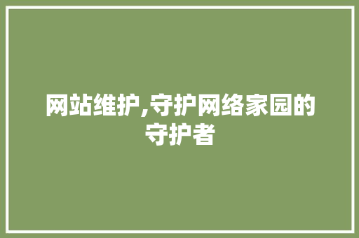 网站维护,守护网络家园的守护者