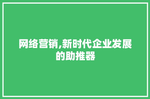 网络营销,新时代企业发展的助推器
