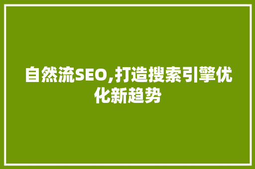 自然流SEO,打造搜索引擎优化新趋势