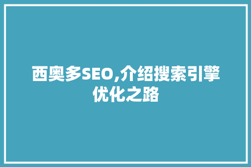 西奥多SEO,介绍搜索引擎优化之路
