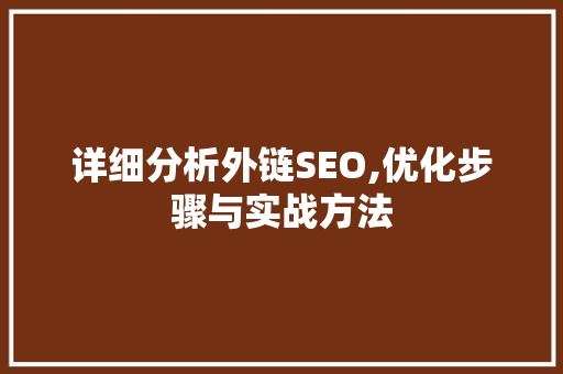 详细分析外链SEO,优化步骤与实战方法