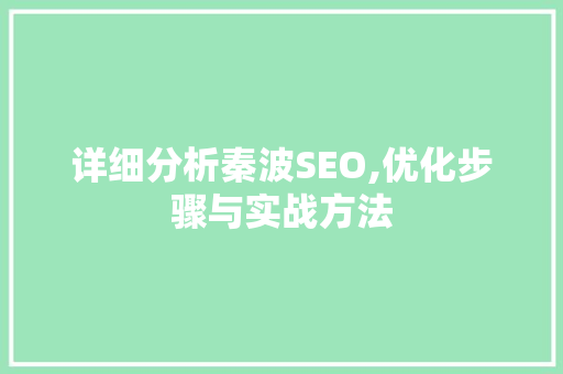 详细分析秦波SEO,优化步骤与实战方法