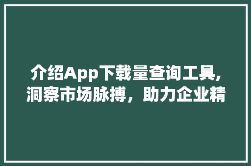 介绍App下载量查询工具,洞察市场脉搏，助力企业精准营销