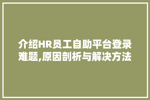 介绍HR员工自助平台登录难题,原因剖析与解决方法