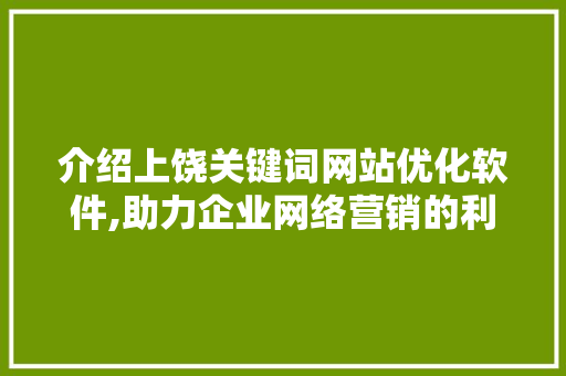 介绍上饶关键词网站优化软件,助力企业网络营销的利器