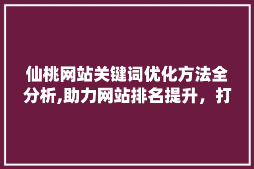 仙桃网站关键词优化方法全分析,助力网站排名提升，打造高效网络营销步骤