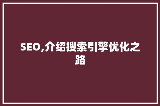 SEO,介绍搜索引擎优化之路